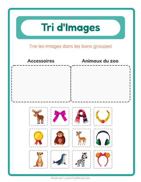 Aperçu de la fiche Trier Les Images pour École maternelle (grande section, 5-7 ans)