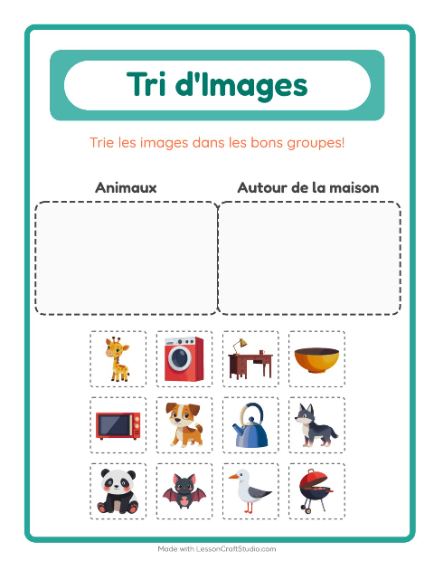 Aperçu de la fiche Trier Les Images pour École maternelle (grande section, 5-7 ans)