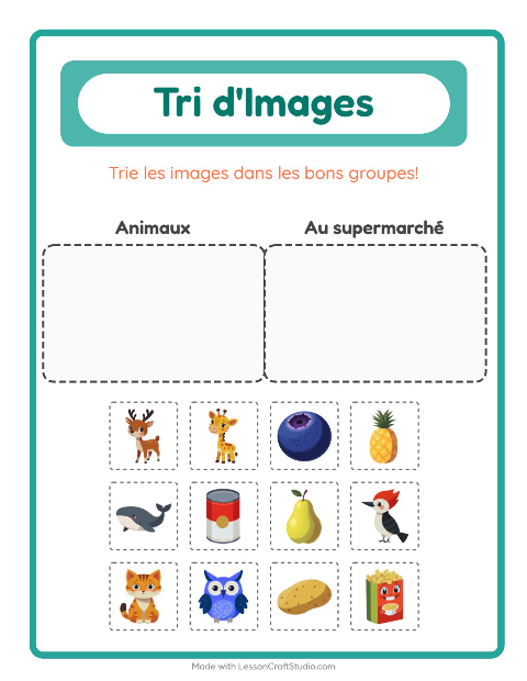 Aperçu de la fiche Trier Les Images pour École maternelle (grande section, 5-7 ans)