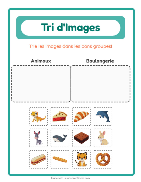 Aperçu de la fiche Trier Les Images pour École maternelle (grande section, 5-7 ans)