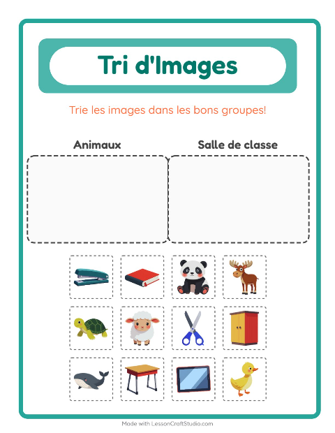 Aperçu de la fiche Trier Les Images pour École maternelle (grande section, 5-7 ans)