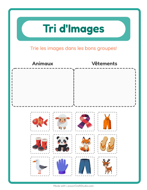 Aperçu de la fiche Trier Les Images pour École maternelle (grande section, 5-7 ans)