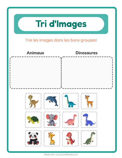 Aperçu de la fiche Trier Les Images pour École maternelle (grande section, 5-7 ans)