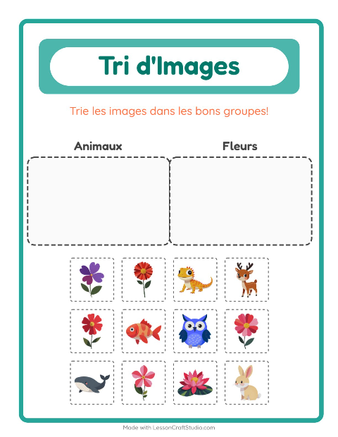 Aperçu de la fiche Trier Les Images pour École maternelle (grande section, 5-7 ans)