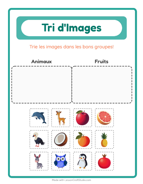 Trier les images : Animaux et Fruits