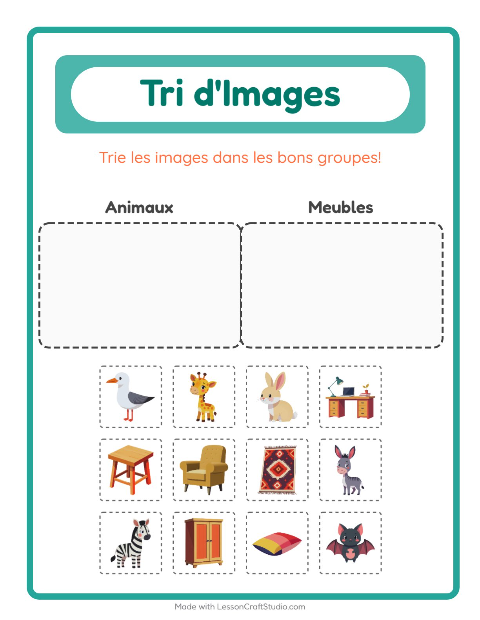 Aperçu de la fiche Trier Les Images pour École maternelle (grande section, 5-7 ans)