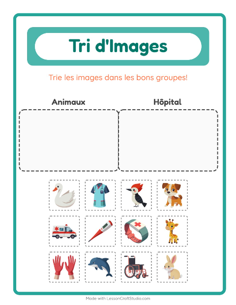 Aperçu de la fiche Trier Les Images pour École maternelle (grande section, 5-7 ans)