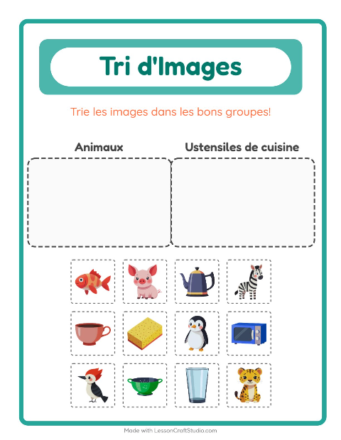 Aperçu de la fiche Trier Les Images pour École maternelle (grande section, 5-7 ans)