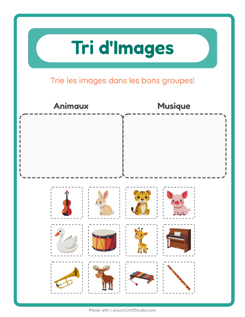 Aperçu de la fiche Trier Les Images pour École maternelle (grande section, 5-7 ans)