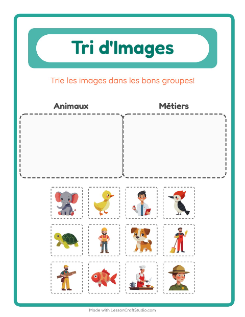 Aperçu de la fiche Trier Les Images pour École maternelle (grande section, 5-7 ans)