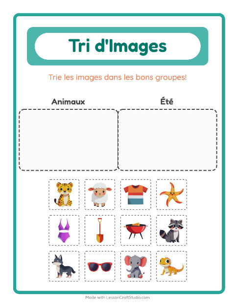 Aperçu de la fiche Trier Les Images pour École maternelle (grande section, 5-7 ans)