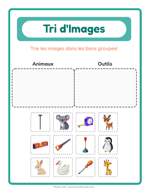 Aperçu de la fiche Trier Les Images pour École maternelle (grande section, 5-7 ans)
