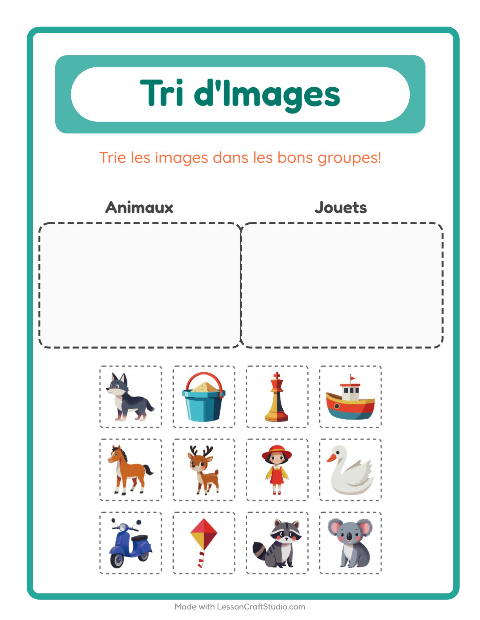 Aperçu de la fiche Trier Les Images pour École maternelle (grande section, 5-7 ans)