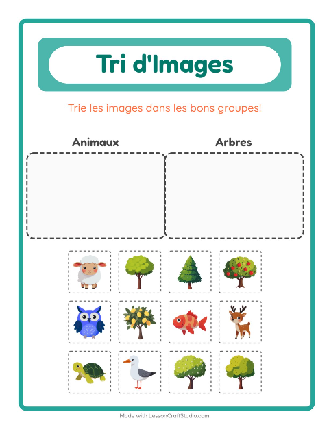 Aperçu de la fiche Trier Les Images pour École maternelle (grande section, 5-7 ans)