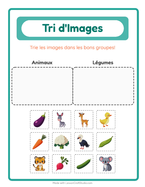 Aperçu de la fiche Trier Les Images pour École maternelle (grande section, 5-7 ans)
