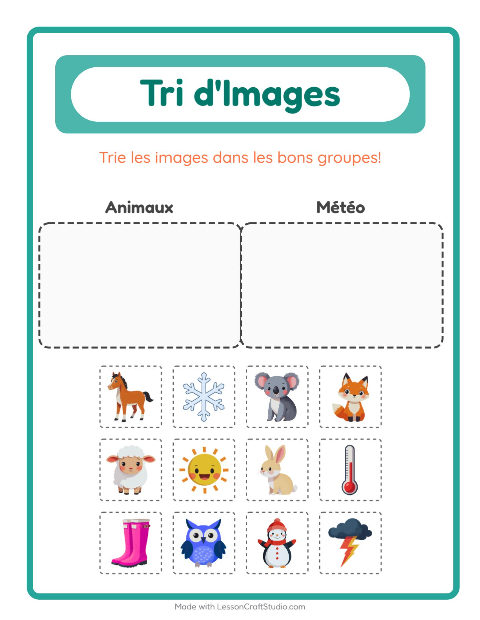 Aperçu de la fiche Trier Les Images pour École maternelle (grande section, 5-7 ans)