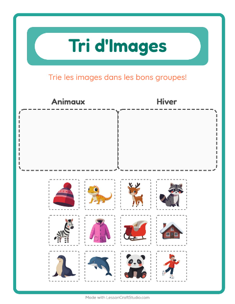 Aperçu de la fiche Trier Les Images pour École maternelle (grande section, 5-7 ans)