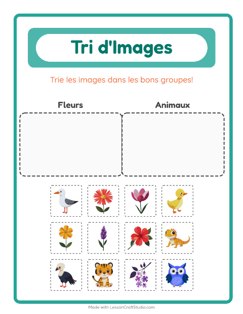 Aperçu de la fiche Trier Les Images pour École maternelle (grande section, 5-7 ans)