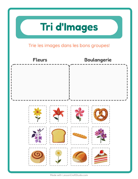 Aperçu de la fiche Trier Les Images pour École maternelle (grande section, 5-7 ans)