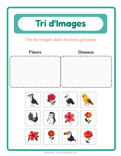 Aperçu de la fiche Trier Les Images pour École maternelle (grande section, 5-7 ans)