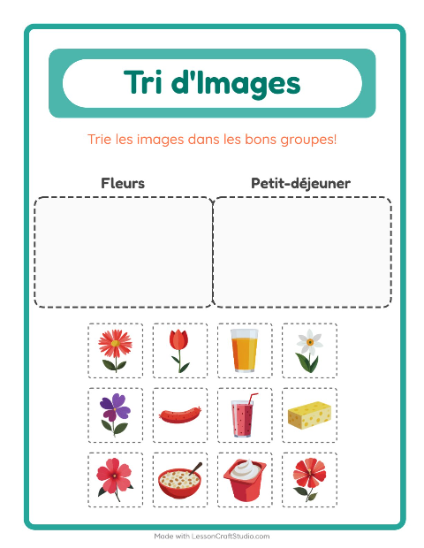 Aperçu de la fiche Trier Les Images pour École maternelle (grande section, 5-7 ans)