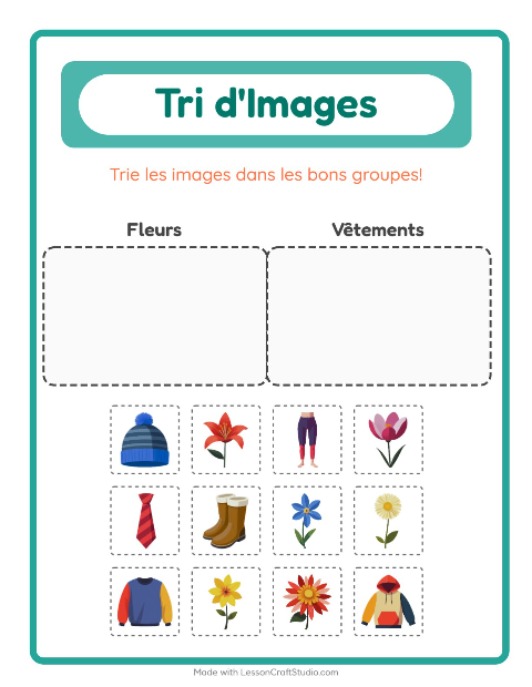 Aperçu de la fiche Trier Les Images pour École maternelle (grande section, 5-7 ans)