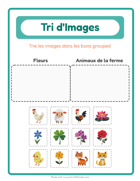 Aperçu de la fiche Trier Les Images pour École maternelle (grande section, 5-7 ans)