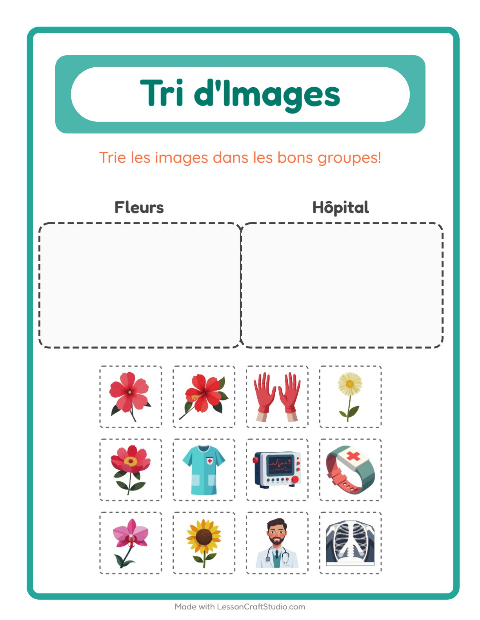 Aperçu de la fiche Trier Les Images pour École maternelle (grande section, 5-7 ans)