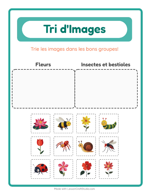 Aperçu de la fiche Trier Les Images pour École maternelle (grande section, 5-7 ans)