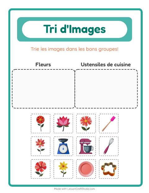 Aperçu de la fiche Trier Les Images pour École maternelle (grande section, 5-7 ans)