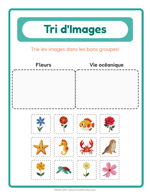 Aperçu de la fiche Trier Les Images pour École maternelle (grande section, 5-7 ans)