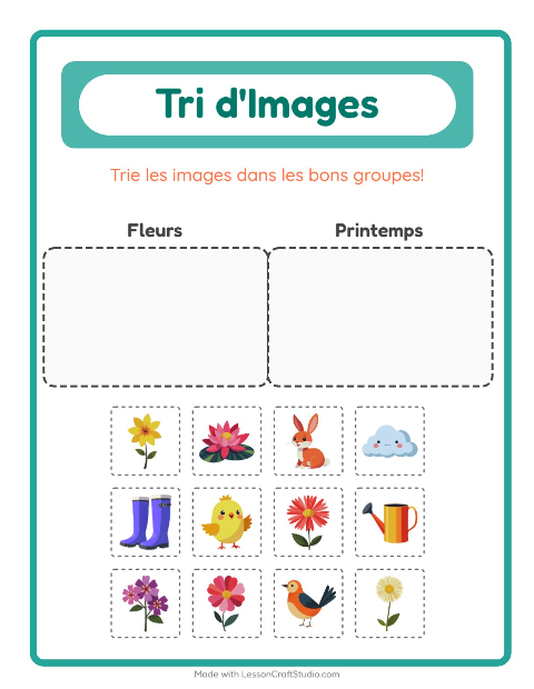 Aperçu de la fiche Trier Les Images pour École maternelle (grande section, 5-7 ans)