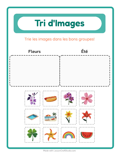 Aperçu de la fiche Trier Les Images pour École maternelle (grande section, 5-7 ans)