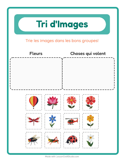 Aperçu de la fiche Trier Les Images pour École maternelle (grande section, 5-7 ans)