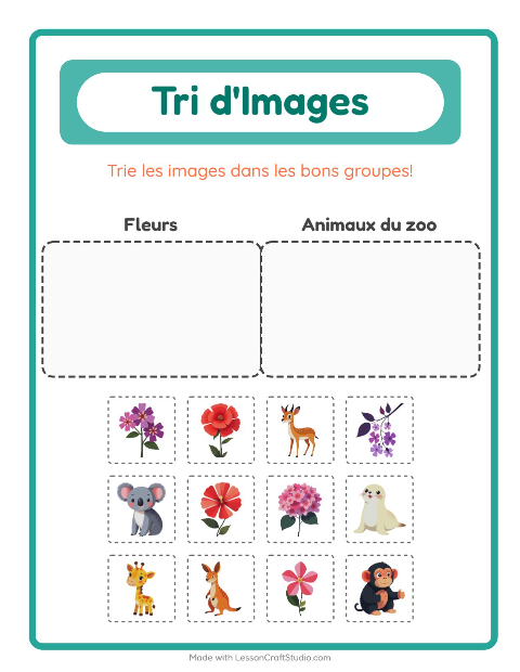 Aperçu de la fiche Trier Les Images pour École maternelle (grande section, 5-7 ans)