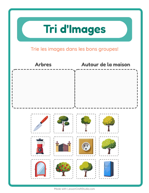 Aperçu de la fiche Trier Les Images pour École maternelle (grande section, 5-7 ans)