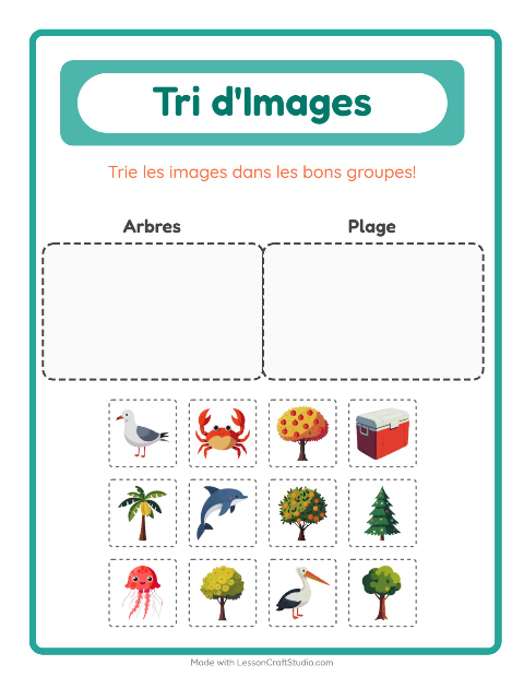 Aperçu de la fiche Trier Les Images pour École maternelle (grande section, 5-7 ans)