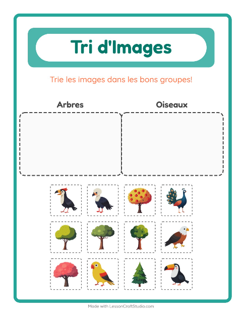 Aperçu de la fiche Trier Les Images pour École maternelle (grande section, 5-7 ans)
