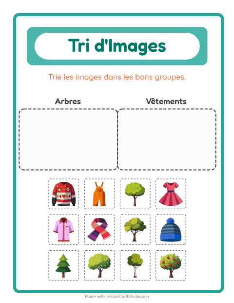 Aperçu de la fiche Trier Les Images pour École maternelle (grande section, 5-7 ans)
