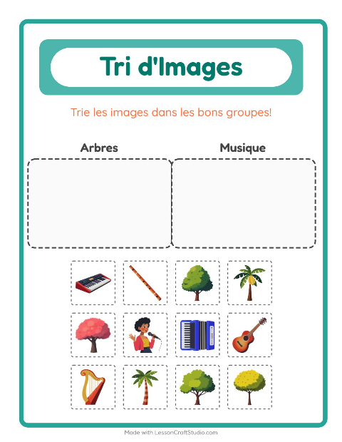 Aperçu de la fiche Trier Les Images pour École maternelle (grande section, 5-7 ans)
