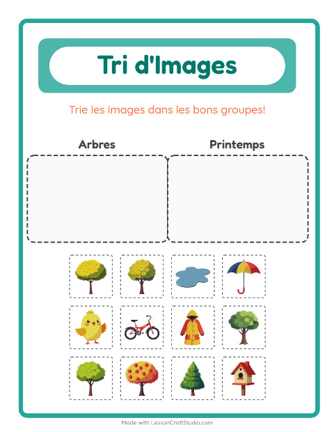 Aperçu de la fiche Trier Les Images pour École maternelle (grande section, 5-7 ans)