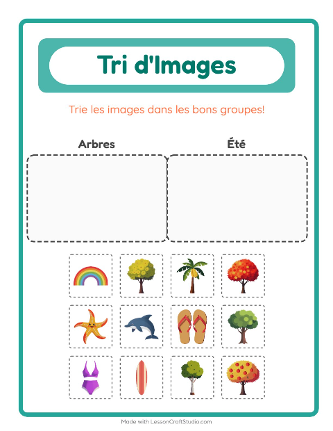 Aperçu de la fiche Trier Les Images pour École maternelle (grande section, 5-7 ans)