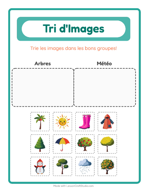 Aperçu de la fiche Trier Les Images pour École maternelle (grande section, 5-7 ans)