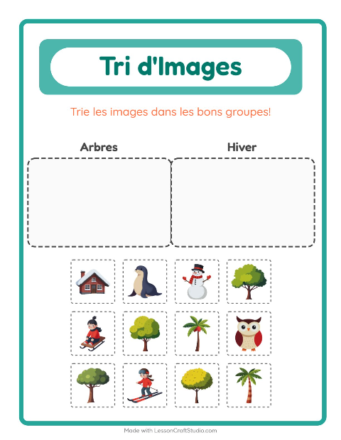 Aperçu de la fiche Trier Les Images pour École maternelle (grande section, 5-7 ans)