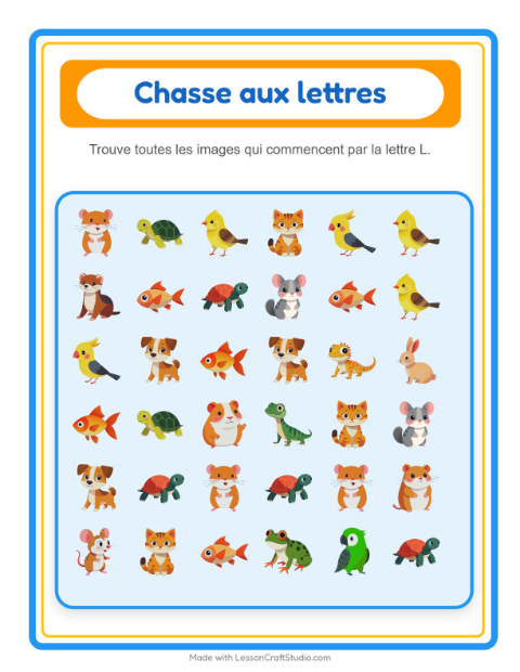 Aperçu de la fiche Trouve Et Compte avec Animaux de compagnie pour École maternelle (petite/moyenne section, 3-5 ans)