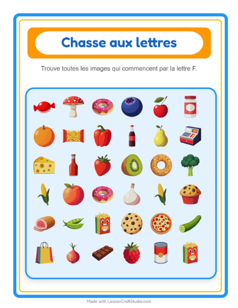 Aperçu de la fiche Trouve Et Compte avec Au supermarché pour École maternelle (petite/moyenne section, 3-5 ans)