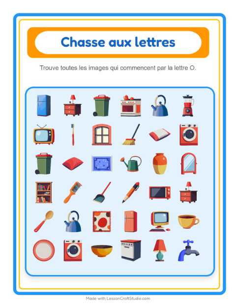Aperçu de la fiche Trouve Et Compte avec Autour de la maison pour École maternelle (petite/moyenne section, 3-5 ans)