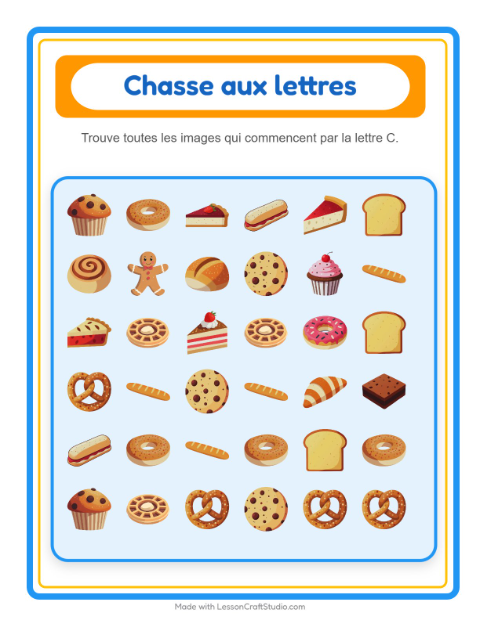 Aperçu de la fiche Trouve Et Compte avec Boulangerie pour École maternelle (petite/moyenne section, 3-5 ans)