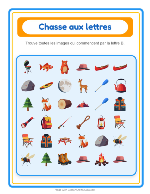 Aperçu de la fiche Trouve Et Compte avec Camping pour École maternelle (petite/moyenne section, 3-5 ans)