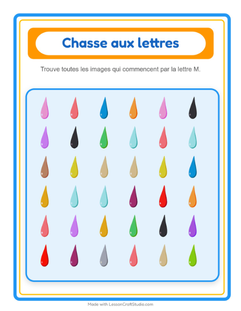 Aperçu de la fiche Trouve Et Compte avec Couleurs pour École maternelle (petite/moyenne section, 3-5 ans)